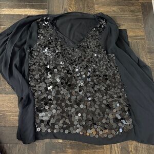 AUTHENTIC USED BCBG MaxAzria Black Sequin Women's Mini Dress (or TOP) size XS